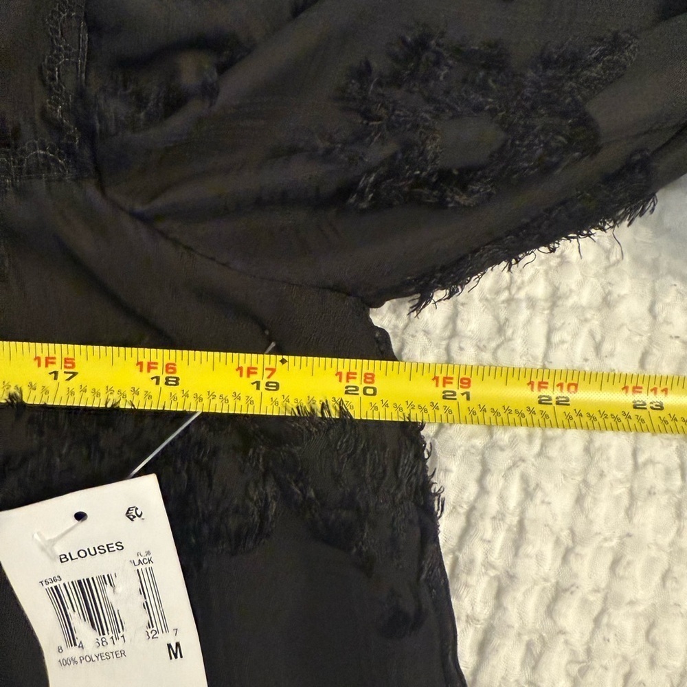 NWT Koko + Mason Lace Ruffle Black  Top Size M - Picture 9 of 10